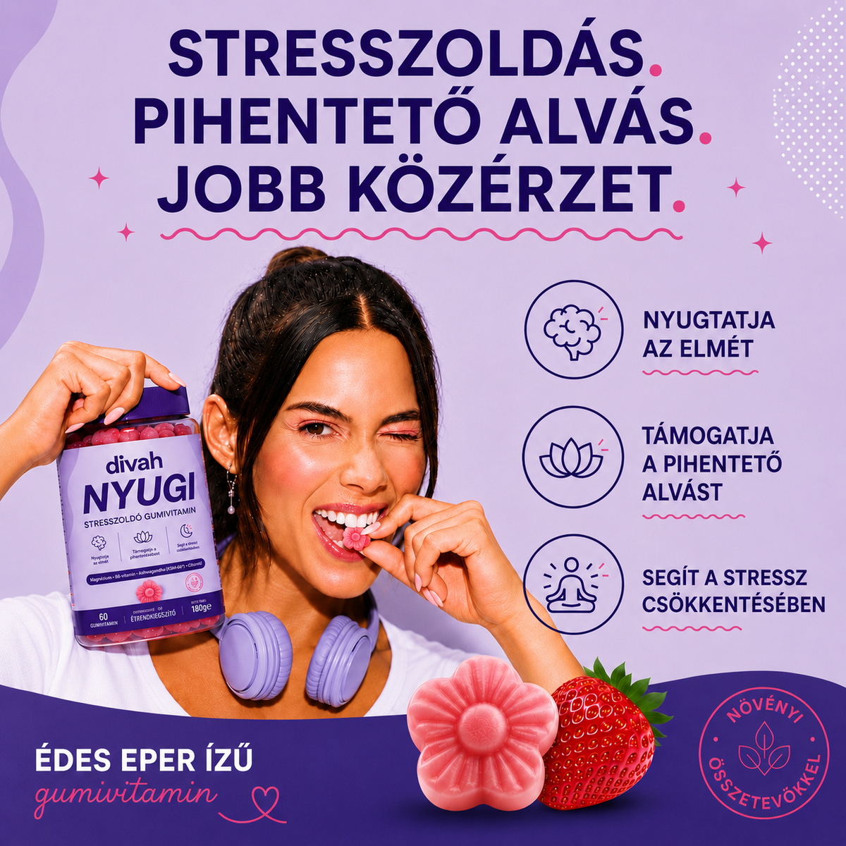 NYUGI – Stresszoldó gumivitamin (Epres)